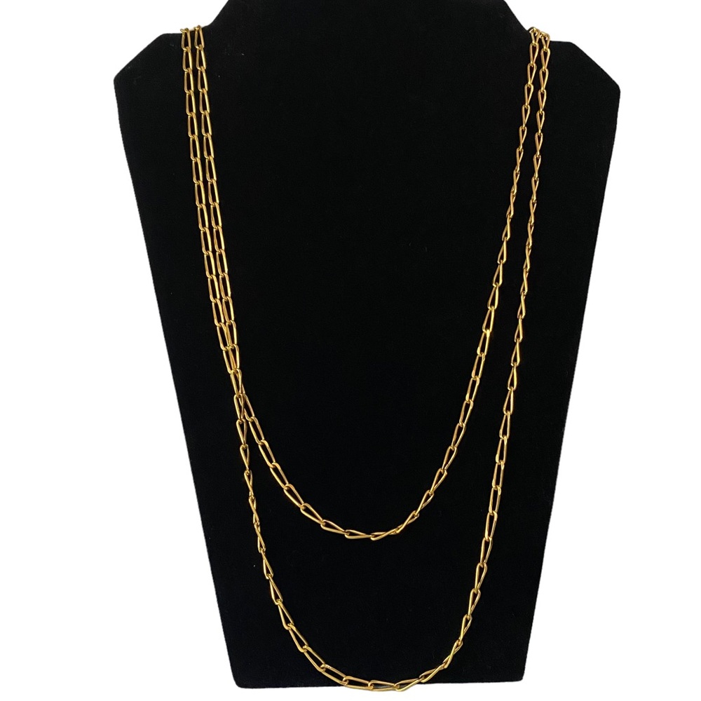 Vintage Monet Gold Plated 54" Paperclip Curb Chain Signed Layering Necklace